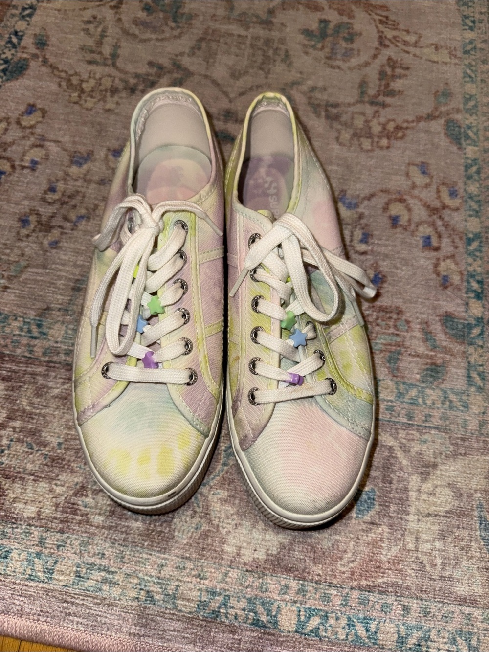 Superga Pastel Tie-Dye Canvas Sneakers with Star Beads